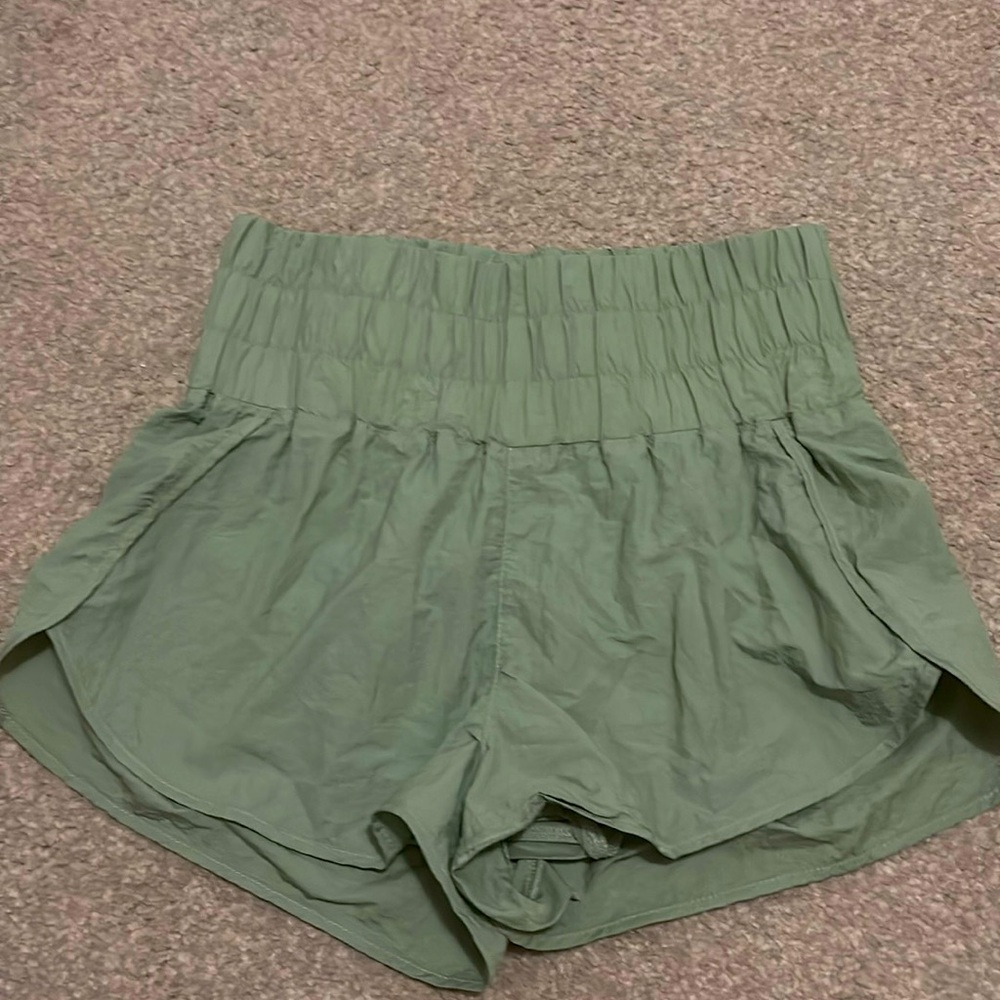 green high waisted athletic shorts